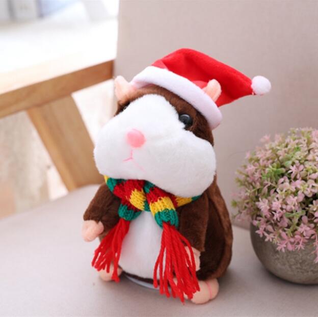 16cm Christmas Talking Hamster Plush Toy Interactive Sound Record Plush Hamster Stuffed Toys for Children Kids Christmas Gift